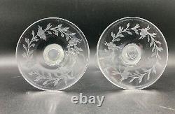 Pair of Antique Hawkes Engraved Candlesticks Bud Vase Hat Pin Holder Signed