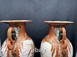 Pair of Antique JAPANESE MEIJI PERIOD KUTANI VASES, 11 5/8 tall, Signed