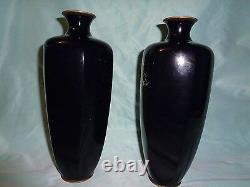 Pair of Antique Japanese cloisonne vases artist signed, Meiji Period