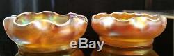 Pair of Antique L. C. T. Louis Comfort Tiffany Gold Favrile Art Glass Salt Cellars