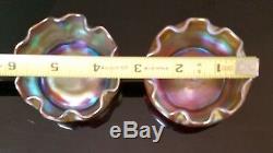 Pair of Antique L. C. T. Louis Comfort Tiffany Gold Favrile Art Glass Salt Cellars