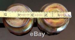 Pair of Antique L. C. T. Louis Comfort Tiffany Gold Favrile Art Glass Salt Cellars