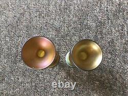 Pair of Antique L. C. T Tiffany Gold Iridescent Art Glass Vases Signed