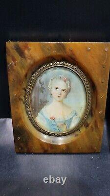 Pair of Antique Miniature Portraits of Napoleon & a Lady, Signed