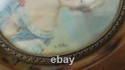 Pair of Antique Miniature Portraits of Napoleon & a Lady, Signed