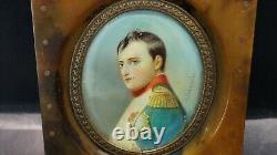 Pair of Antique Miniature Portraits of Napoleon & a Lady, Signed