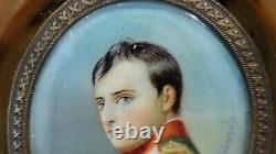 Pair of Antique Miniature Portraits of Napoleon & a Lady, Signed