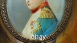 Pair of Antique Miniature Portraits of Napoleon & a Lady, Signed