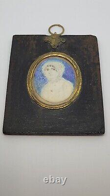 Pair of Antique Miniature Portraits of Young Lady & Gentleman