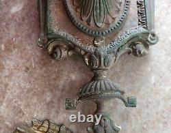 Pair of Antique Neoclassical Single-Arm Sconces, Signed Crescent Brass Mfg. Co