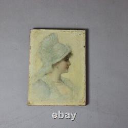 Pair of Antique Oil on Board Portraits of Women Signed By Jul Gallin C1890