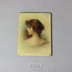 Pair of Antique Oil on Board Portraits of Women Signed By Jul Gallin C1890