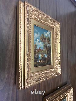 Pair of Antique Otto Van Thoren Original Signed Oil Paintings Framed 1800s