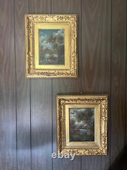 Pair of Antique Otto Van Thoren Original Signed Oil Paintings Framed 1800s