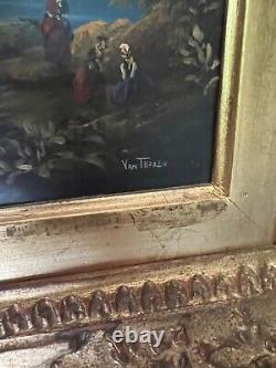 Pair of Antique Otto Van Thoren Original Signed Oil Paintings Framed 1800s