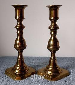 Pair of Antique ROSTAND SOLID BRASS CANDLE STICKS 8½ Tall Signed Heavy