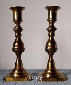 Pair of Antique ROSTAND SOLID BRASS CANDLE STICKS 8½ Tall Signed Heavy