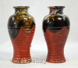 Pair of Antique SUMIDA GAWA 5 1/2 Vases Signed EUC (JLP)