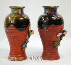 Pair of Antique SUMIDA GAWA 5 1/2 Vases Signed EUC (JLP)