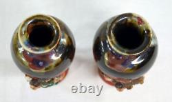 Pair of Antique SUMIDA GAWA 5 1/2 Vases Signed EUC (JLP)