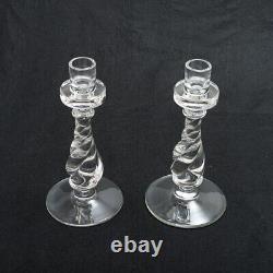 Pair of Antique Signed Cartier Glass Candlesticks 9 1/2 Tall Candle Holders