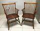 Pair Of Antique Signed L & Jg Stickley Cherry Valley Windsor Arm Chairs