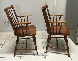 Pair of Antique Signed L & JG Stickley Cherry Valley Windsor Arm Chairs