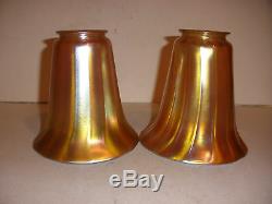 Pair of Antique Tiffany favrille art glass shades signed LCT