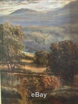 Pair of Antique vintage gilt framed original signed oil paintings