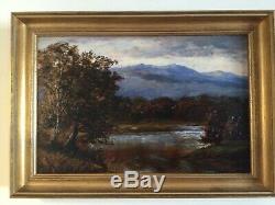 Pair of Antique vintage gilt framed original signed oil paintings