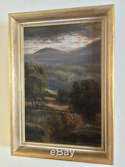 Pair of Antique vintage gilt framed original signed oil paintings