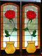 Pair Of Beautiful Leaded Stained Glass Panels Framed In Solid Oak And Signed