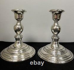 Pair of Cartier Candle Holders Sterling Silver 2760 Weighted Signed