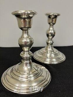 Pair of Cartier Candle Holders Sterling Silver 2760 Weighted Signed