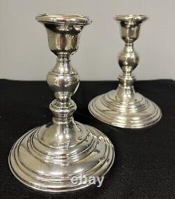 Pair of Cartier Candle Holders Sterling Silver 2760 Weighted Signed