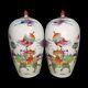 Pair Of Chinese Antique Famille Rose Vases Qing Figurative Porcelain Jar-tongzhi