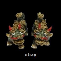 Pair of Chinese Antique Handmade Glazed Kirlin Sculptures JingDeZhen