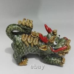 Pair of Chinese Antique Handmade Glazed Kirlin Sculptures JingDeZhen