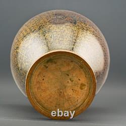 Pair of Chinese Cloisonné Baluster Vases Black Ground Gilt Scrolls 20th Century