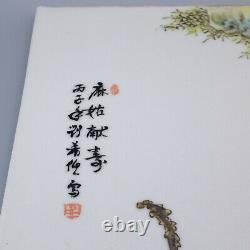 Pair of Chinese Famille Rose Porcelain Plaques. Decorative Tiles with Calligraphy