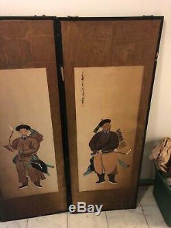 Pair of Chinese Hanging Scrolls Qing Dynasty Antique Warriors Signed imperial