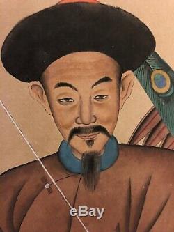 Pair of Chinese Hanging Scrolls Qing Dynasty Antique Warriors Signed imperial