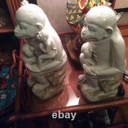 Pair of Chinese MONKEYS signed Pottery