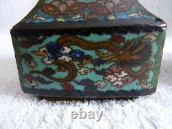 Pair of Chinese blue ground cloisonne vases marked to base RARE