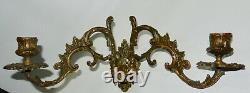 Pair of E. Muller Signed Bronze French Antique Piano Wall Sconce Candleholders