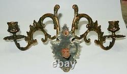 Pair of E. Muller Signed Bronze French Antique Piano Wall Sconce Candleholders