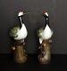 Pair Of Early 20th Century Chinese Chinoiserie Chic Handpainted Porcelain Cranes
