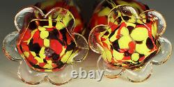 Pair of FRANZ WELZ CZECH VASES 10 Art Deco 1920s-30s Spatter Decor SIGNED Fab