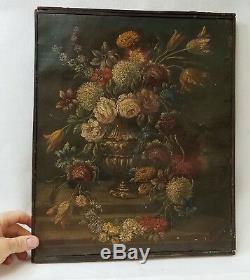 Pair of Finest Quality Antique Oil Paintings Floral Still Life Signed Illegible