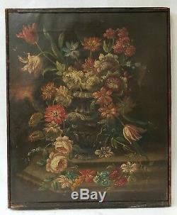 Pair of Finest Quality Antique Oil Paintings Floral Still Life Signed Illegible